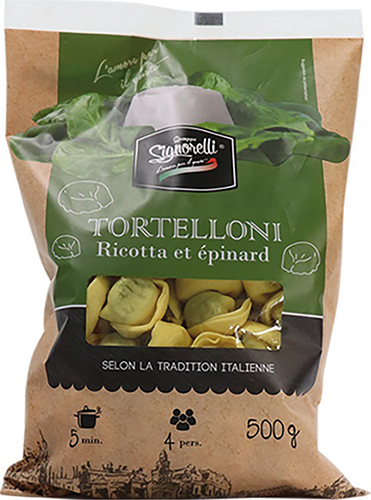 SIGNORELLI TORTELLONI RICOTTA ET ÉPINARD OU RAVIOLI À LA VIANDE, PANSOTTI RICOTTA ET ÉPINARD OU CAPPELLETTI AU JAMBON CRU code EAN 3760275810113 