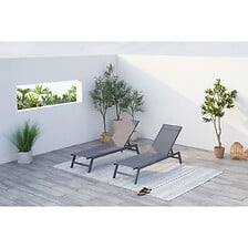 CONCEPT USINE Lot de 2 transats de jardin gris ...