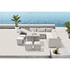 Salon de jardin encastrable en résine tressée g...