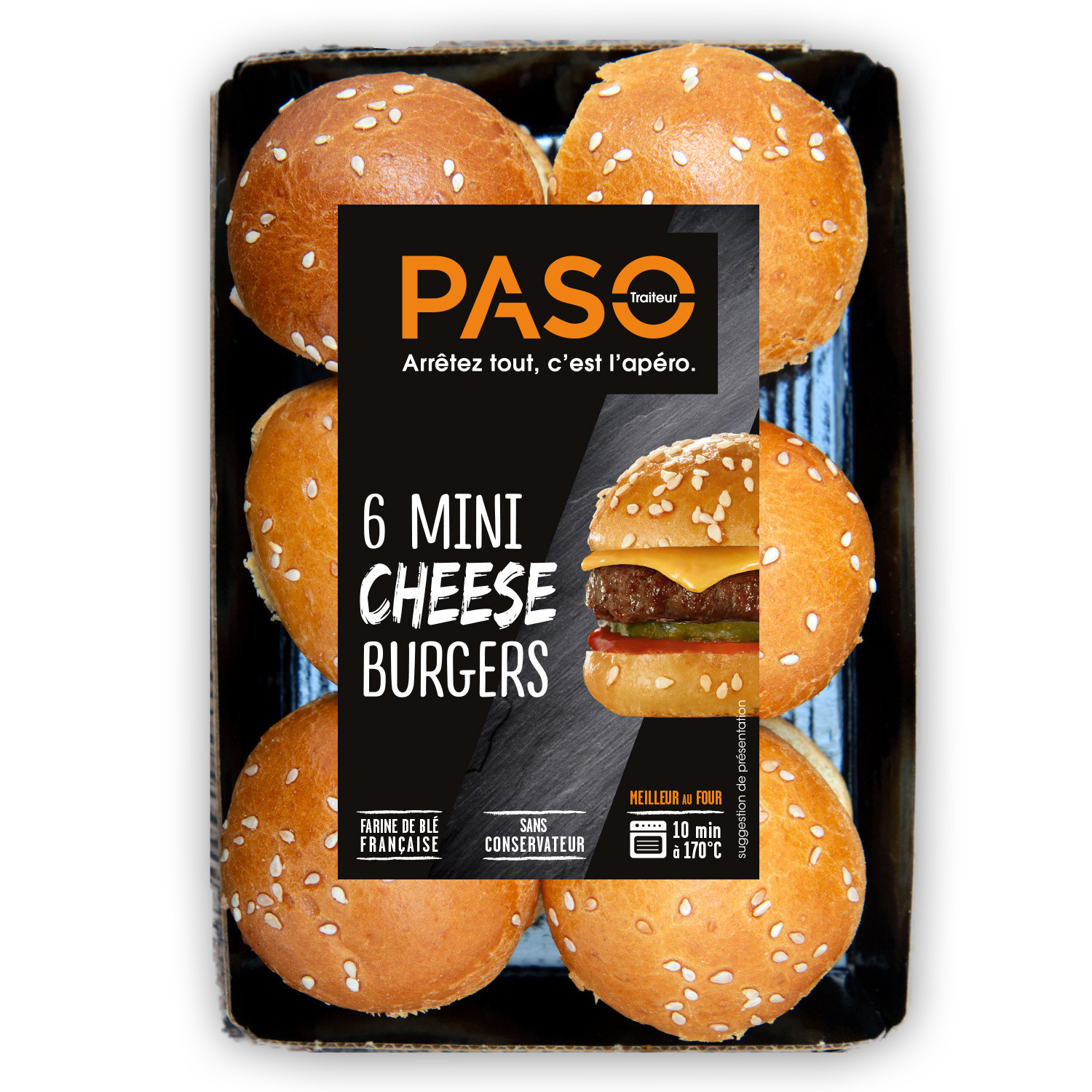 LES APEROS DE PASO Mini cheese burgers  LES APEROS DE PASO code EAN 3760298510588 