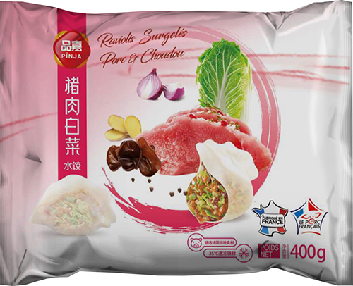 PINJA RAVIOLIS PORC ET CHOUDOU SURGELÉS code EAN 3760310380021 