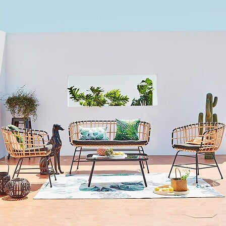 CONCEPT USINE CONCEPT USINE Sevilla - Salon de jardin rotin & acier noir 4 places code EAN 3760313240094 