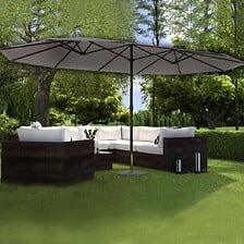 CONCEPT USINE Parasol double 2,7 x 4,6m gris VE...
