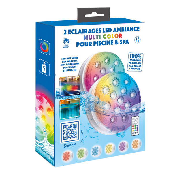 Set 2 lumières RGB avec télécommande pour pisci...