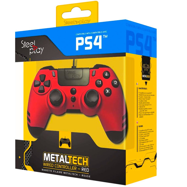 Manette filaire PS4 rouge rubis Slim pack 
Stee...