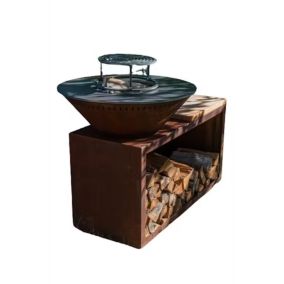  PACK PRINTEMPS - Braséro Barbecue Plancha Traditionnel 100, en corten DOUBLE CUVE - 100% fabriqué en France - Grill'Chic code EAN 3760359737299 