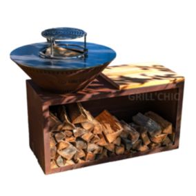  PACK PRINTEMPS - Braséro Barbecue Plancha Traditionnel 83 cm, en corten véritable - 100% fabriqué en France - Grill'Chic code EAN 3760359737336 