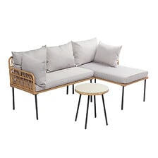 Salon de jardin d'angle 3 places effet rotin LECCE