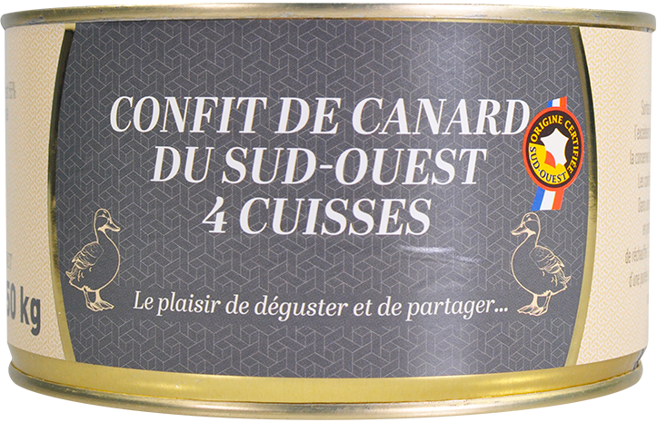  CONFIT DE CANARD DU SUD-OUEST
4 CUISSES code EAN 3760404180186 