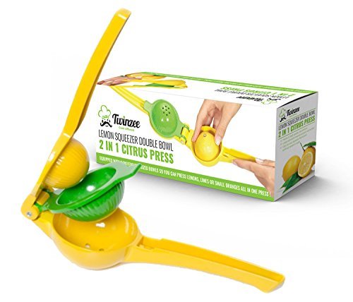 Twinzee Presse-citron Twinzee - Conception Unique Double Bols afin de presser des agrumes de toute taille - Presse Agrumes Manuel en Aluminium - Fonctionne avec citrons et citrons verts de toute taille! code EAN 3770005764098 