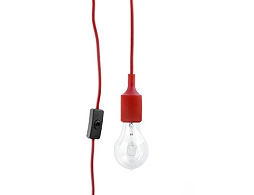 Alimaz ALIMAZ - Lampe Baladeuse à brancher vintage - Design Industriel - 4m - fil tressé douille silicon - Rouge 3770006872181 (3770006872181)