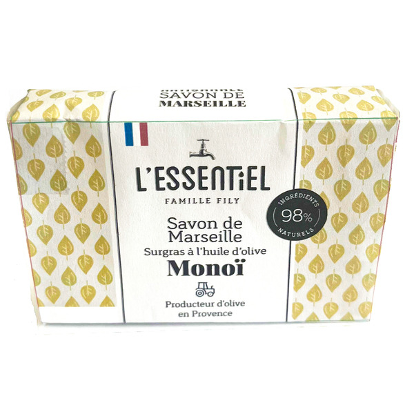 L'ESSENTIEL FAMILLE FILY SAVON DE MARSEILLE SOLIDE MONOÏ OLIVE
L'ESSENTIEL FAMILLE FILY code EAN 3770016140546 