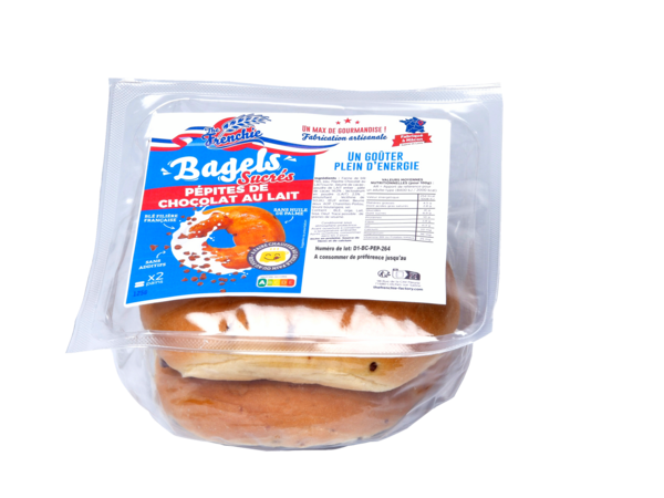 THE FRENCHIE BAGEL AUX PÉPITES DE CHOCOLAT AU LAIT
 code EAN 3770018084442 