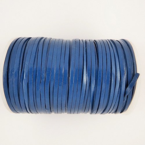 Corde Cordon en cuir plat bleu 5 mm dentelle Co...