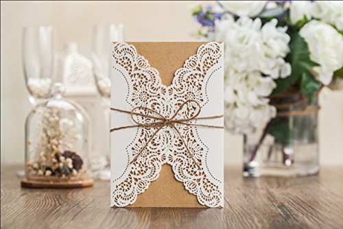 10 x découpé au laser style rustique Cartes d'i...