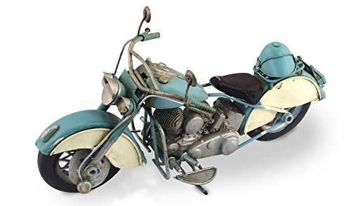 Moto en métal vintage L30 Cm, Couleur Bleu