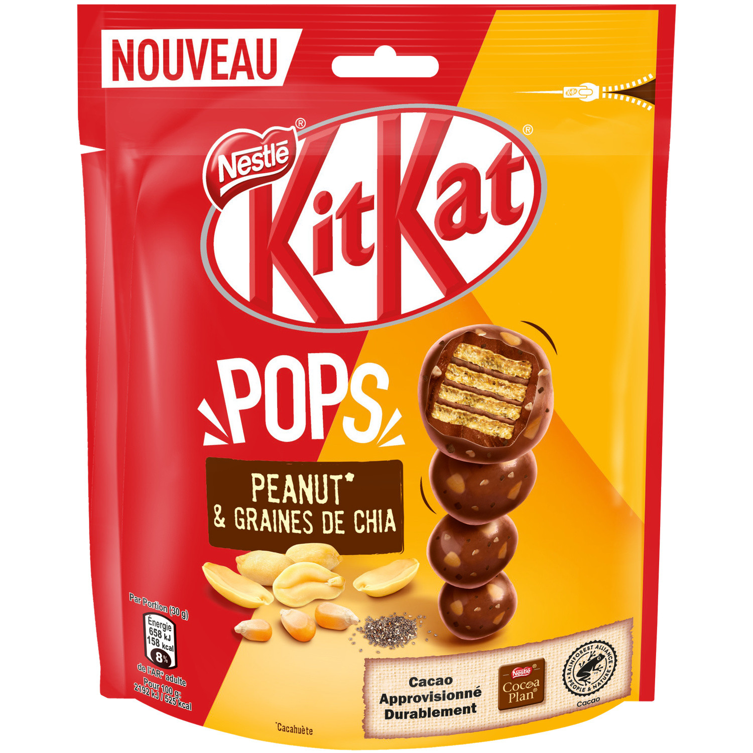 Chocolat pops peanut & graines de chia NESTLE