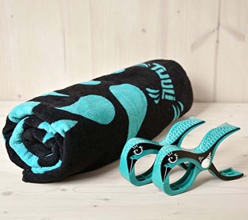 Tuuli Clips DRAP DE PLAGE / SERVIETTE DE BAIN TUULI TURQUOISE + 2 TUULI PINCE Design Parrot Turquoise 3830061820043 (3830061820043)