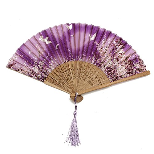 Papillon éventail japonais en bambou soie pour ...