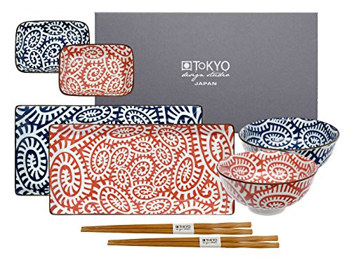 Karakusa red & blue sushi set complet - 8 pièce...