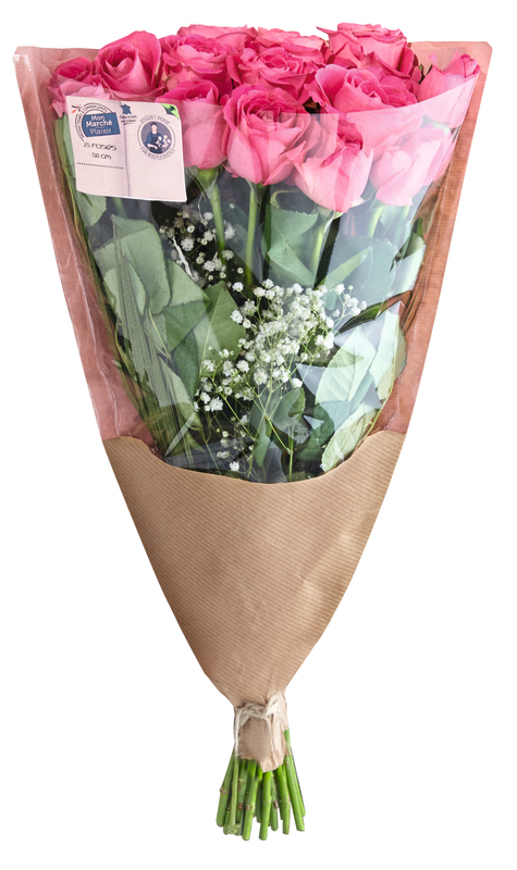BOUQUET 15 ROSES 50 CM AVEC FEUILLAGES OU BOUQU...