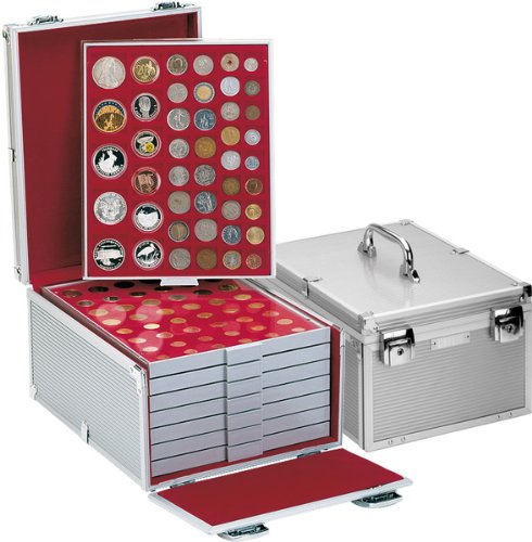 Lindner Valise-box en aluminium, pour 8 box monnaies ou 4 box pour collectionneurs (Lindner 2358) code EAN 4000004008695 