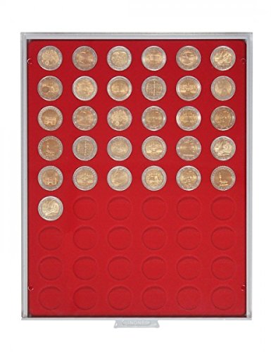 Coin box with 54 compartments, each 25,75 mm Ø (Lindner 2154) - Version: Gris / Plateau rouge 4000004014146 Lindner Coin box with 54 compartments, each 25,75 mm Ø (Lindner 2154) - Version: Gris / Plateau rouge 4000004014146 Lindner
