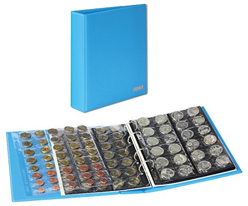 Lindner Album numismatique PUBLICA M COLOR [Lindner S3540M], Avec 10 feuilles numismatiques - Couleur: Nautic (bleu) code EAN 4000004024367 