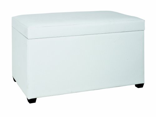 30386 coffre de rangement mdf/simili cuir blanc...