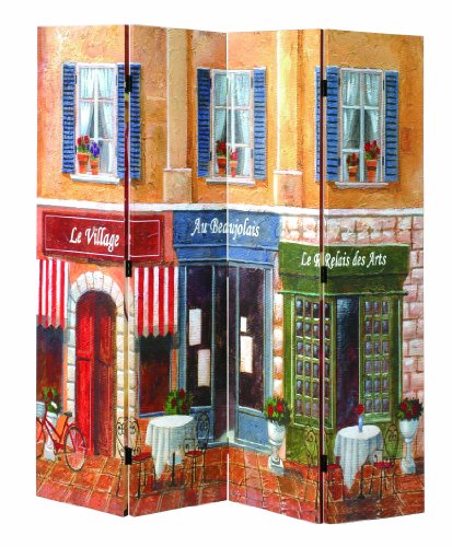 30921 paravent bois massif sapin/toile multicol...