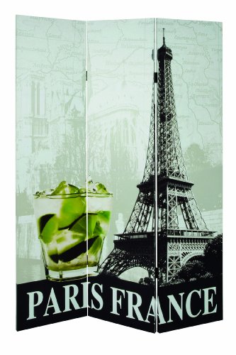 30937 paravent bois massif sapin/toile multicolore