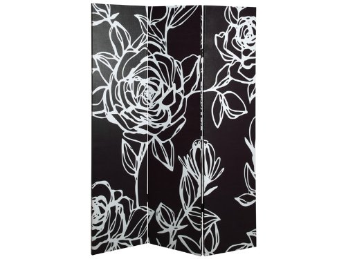 30945 paravent bois massif sapin/toile noir-blanc