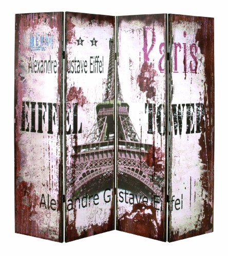 30948 paravent bois massif sapin/toile multicol...