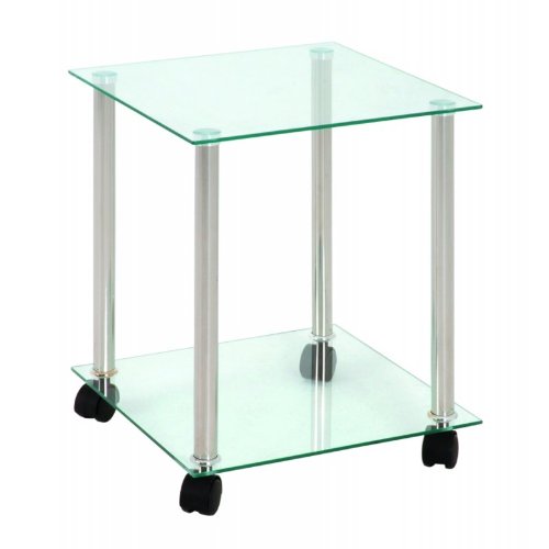 33719 table roulante d'appoint verre trempé alu...