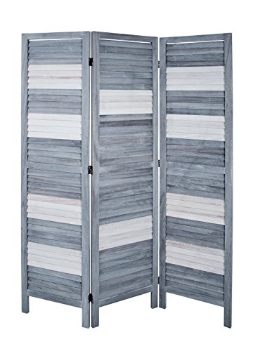 34168 paravent bois gris/blanc 6 x 120 x 170 cm