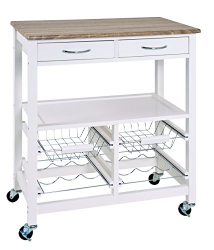 40331 chariot de cuisine en mdf blanc 37 x 68 x...