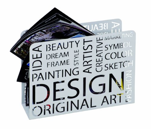 44395 porte journaux métal blanc 10 x 35 x 26 cm