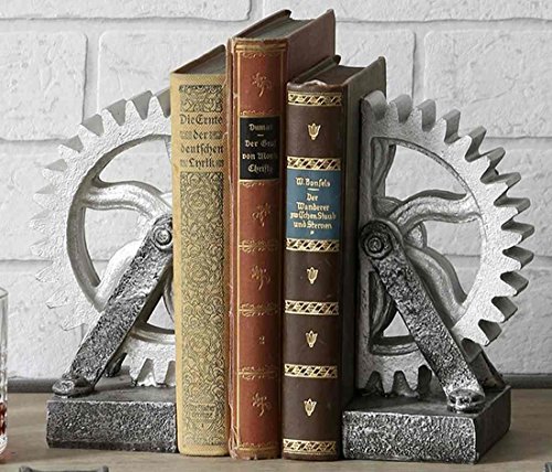 CASABLANCA Serre-livres Roue dentée en lot de 2, Argenté Antique H. 18 cm code EAN 4001250794783 