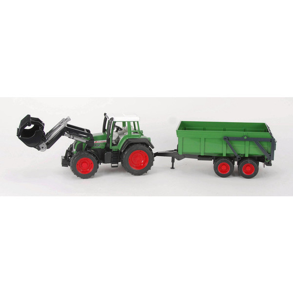 Tracteur Fendt avec fourche et remorque
