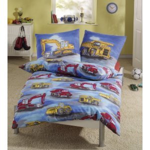 Dobnig Ensemble de draps en lin enfant - tractopelles 135x200cm / 80x80 cm pour les taies d'oreillers code EAN 4002134636205 