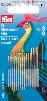 - carte 16 aiguilles à broder fines (crewel) n°3