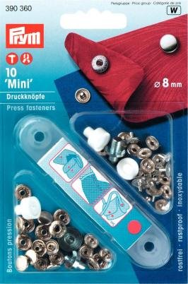 Boutons press. Mini laiton 8 mm argent + outil