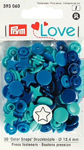 PrymLove prymlove forme étoile non-sew colorsnaps fermoirs, en plastique, bleu/turquoise/bleu marine, 12,4 mm, 30 Pièces code EAN 4002273930608 