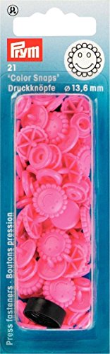 Prym Fleur forme non-sew colorsnaps fermoirs, en plastique, rose vif, 12,4 mm, 21 pièces code EAN 4002273934477 
