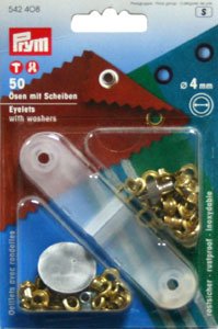 4 mm oeillets + rondelles, lot de 50, or