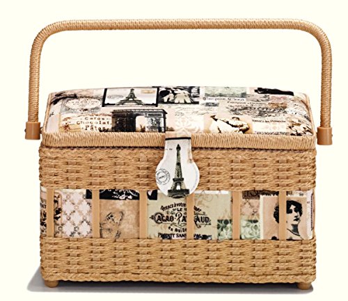 Style vintage et panier à couture avec bordure ...