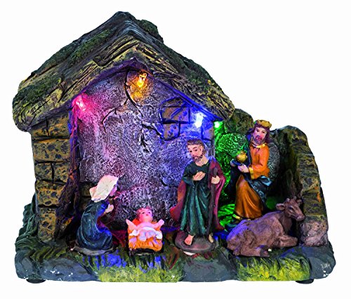 10030265 crèche de noël à led en bois env. 14 x 12 x 6 cm 4002372302658 Iden Berlin