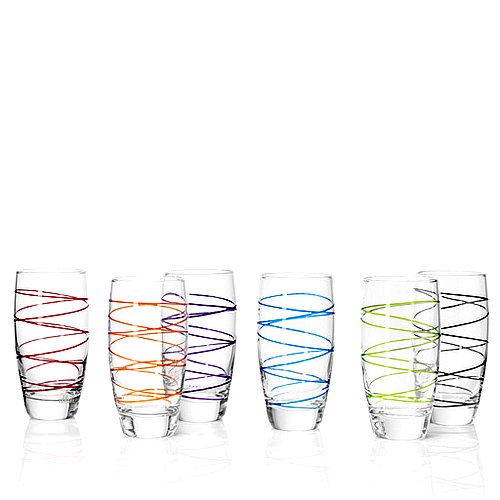 Ld set de 6 grands verres aux coloris assortis ...