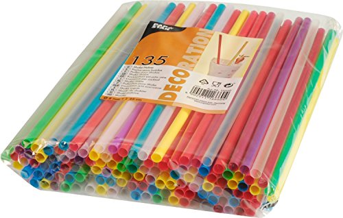 PAPSTAR Lot de 135 pailles 25cm diam 8 mm assor...