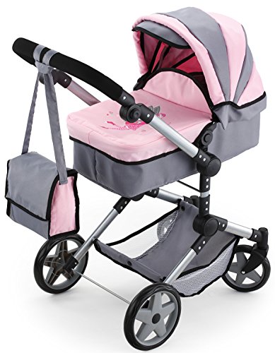 Bayer Design - 18508 - grand poussette landau pour poupée - neo pro - réglable - gris/rose - 51 - 89 cm code EAN 4003336185089 